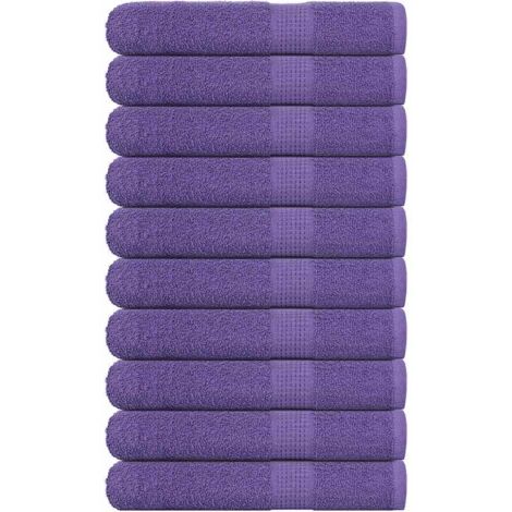Toallas 10 uds 100% algodón morado 100x200 cm 600 gsm