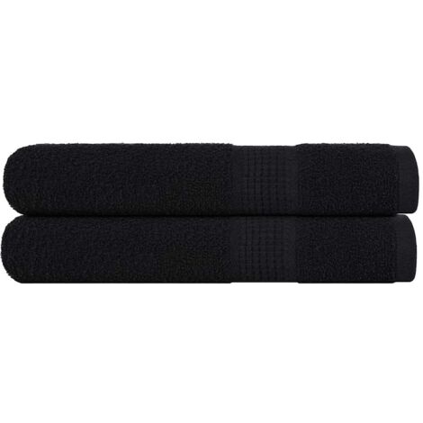 Toallas 2 uds 100% algodón negro 100x200 cm 600 gsm