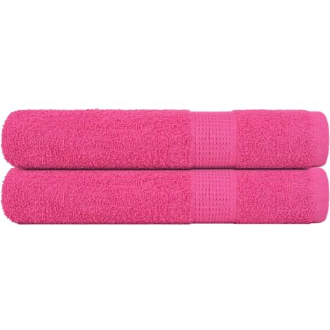 Toallas 2 uds 100% algodón rosa 100x200 cm 600 gsm