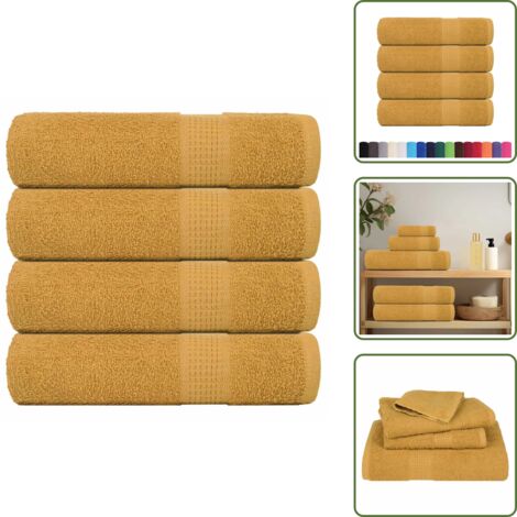 Toallas absorbentes - vidaXL Toallas de baño FROGN 4 uds oro 100x150 cm 360 g/m² - Toallas lavables