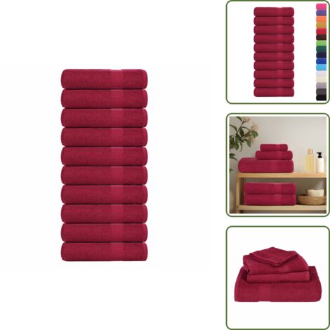 Toallas absorbentes - vidaXL Toallas de ducha FROGN 10 uds burdeos 70x140 cm 360 g/m² - Toallas lavables