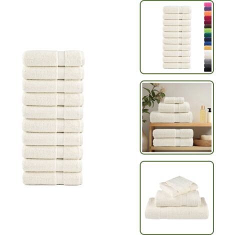 Toallas absorbentes - vidaXL Toallas de ducha SOLUND 10 unidades crema 70x140 cm 600 gsm - Toallas lavables