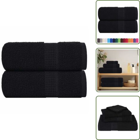 Toallas absorbentes - vidaXL Toallas de invitados FROGN 2 uds negro 30x50 cm 360 g/m² - Toallas faciales
