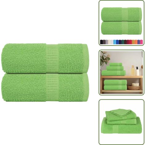 Toallas absorbentes - vidaXL Toallas de invitados FROGN 2 uds verde manzana 30x50 cm 360 g/m² - Toallas faciales