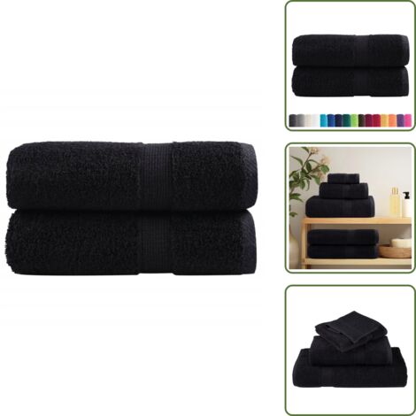 Toallas absorbentes - vidaXL Toallas de invitados SOLUND 2 uds negro 30x50 cm 600 gsm - Toallas faciales