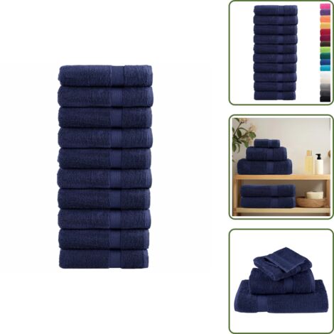 Toallas absorbentes - vidaXL Toallas de mano SOLUND 10 uds azul marino 50x100 cm 600 gsm - Toallas lavables