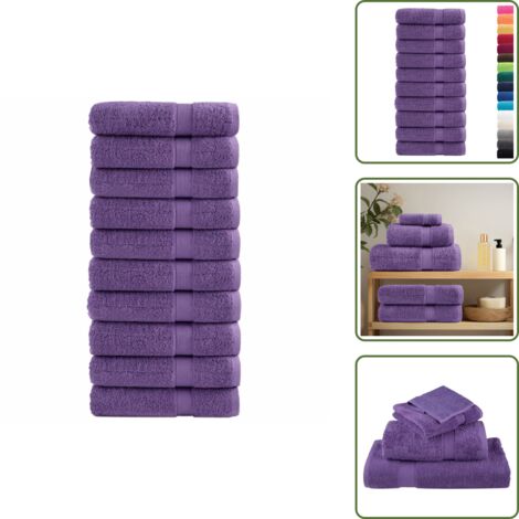 Toallas absorbentes - vidaXL Toallas de mano SOLUND 10 unidades morado 50x100 cm 600 gsm - Toallas lavables