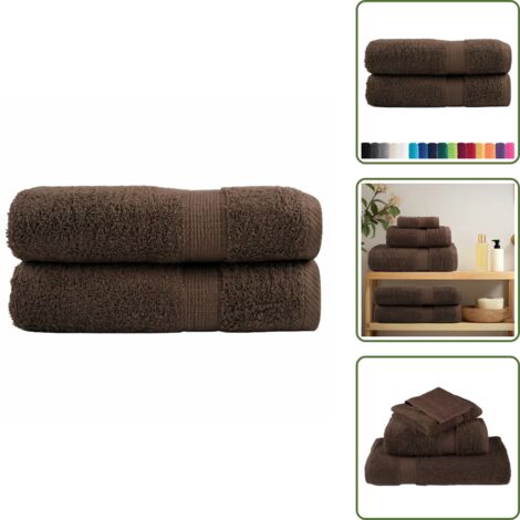 Toallas absorbentes - vidaXL Toallas de mano SOLUND 2 uds marrón 50x100 cm 600 gsm - Toallas lavables