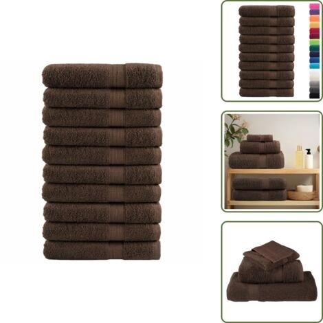 Toallas absorbentes - vidaXL Toallas premium SOLUND 10 uds marrón 100x200 cm 600 gsm - Toallas para uso doméstico