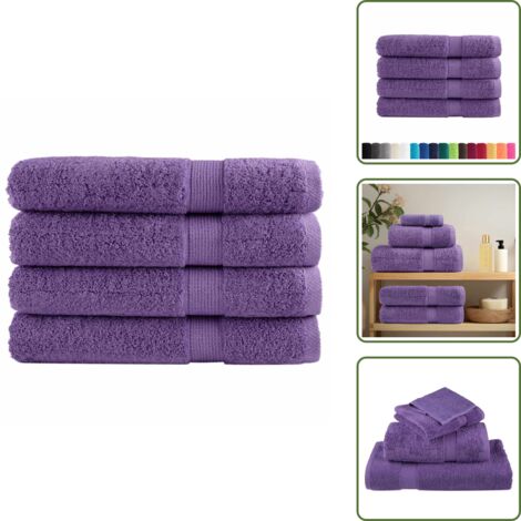 Toallas de algodón 100% - vidaXL Toallas premium SOLUND 4 unidades morado 100x200 cm 600 gsm -