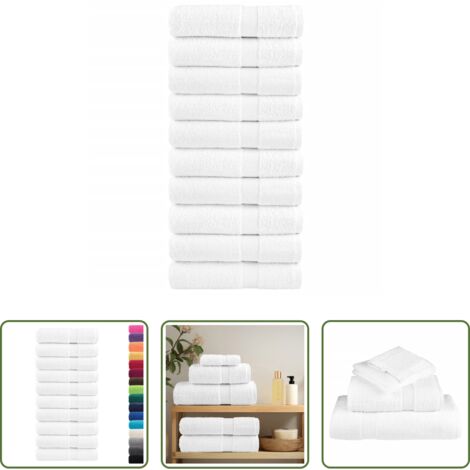 Toallas de algodón -  Toallas de baño SOLUND 10 uds blanco 100x150 cm 600 gsm