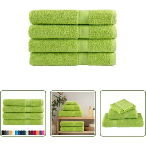 Toallas de algodón -  Toallas de sauna SOLUND 4 uds verde manzana 80x200 cm 600 gsm