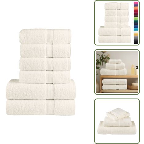 Toallas de algodón - vidaXL Juego de toallas premium SOLUND 6 unidades crema 600 gsm - Toallas absorbentes