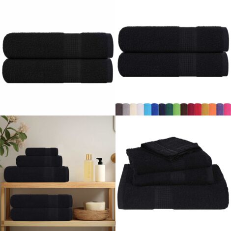Toallas de baño FROGN 2 uds negro 100x150 cm 360 g/m² - Toallas de algodón - Toallas de baño negras