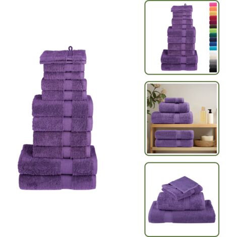 Toallas de baño moradas - vidaXL Juego de toallas premium SOLUND 12 unidades morado 600 gsm - Toallas de baño lavables