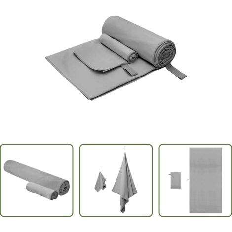 Toallas de baño -  Set de Toallas de Deportes 2 pcs Gris oscuro tela