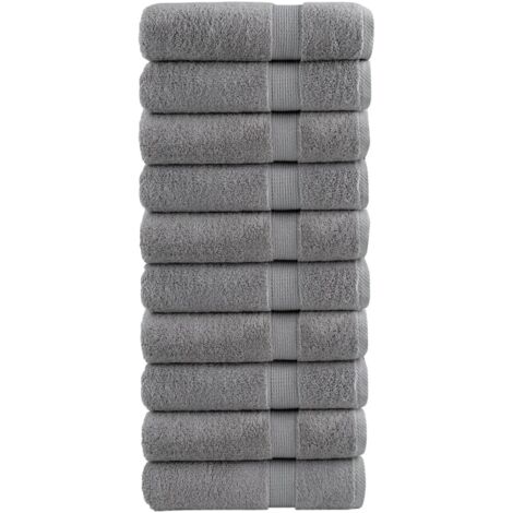 Toallas de baño SOLUND 10 uds gris 100x150 cm 600 gsm