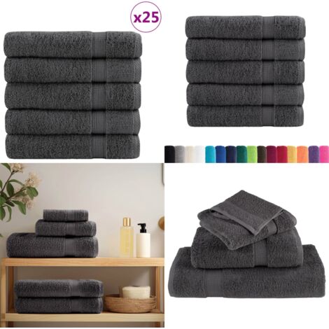 Toallas de baño SOLUND 25 uds antracita 100x150 cm 600 gsm - Toallas de algodón - Toallas absorbentes