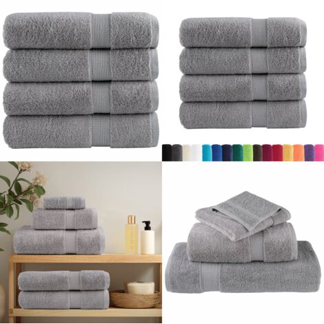 Toallas de baño SOLUND 4 uds gris 100x150 cm 600 gsm - Toalla de baño - Toalla de algodón