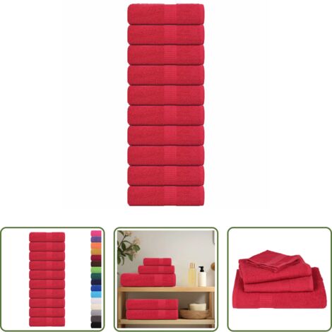 Toallas de baño -  Toallas de invitados FROGN 10 uds rojo 30x50 cm 360 g/m²