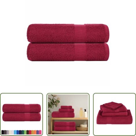 Toallas de baño -  Toallas de mano FROGN 2 uds burdeos 50x100 cm 360 g/m²