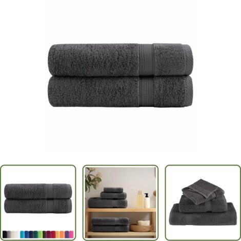 Toallas de baño -  Toallas de mano SOLUND 2 uds antracita 50x100 cm 600 gsm