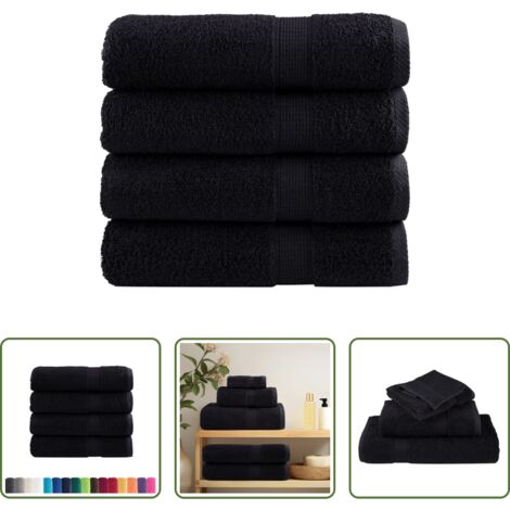 Toallas de baño -  Toallas de mano SOLUND 4 unidades negro 50x100 cm 600 gsm