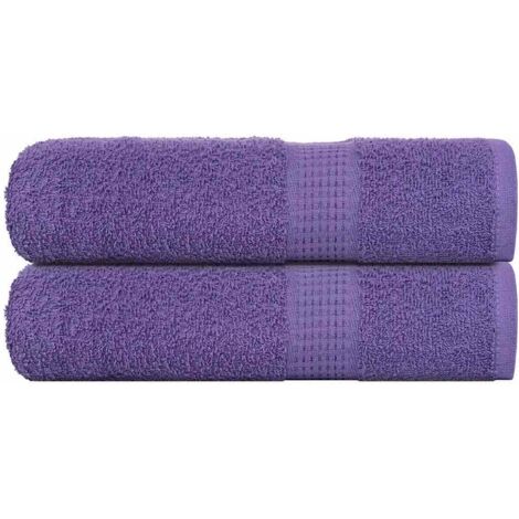 Toallas de ducha 2 uds 100% algodón púrpura 70x140 cm 360 gsm