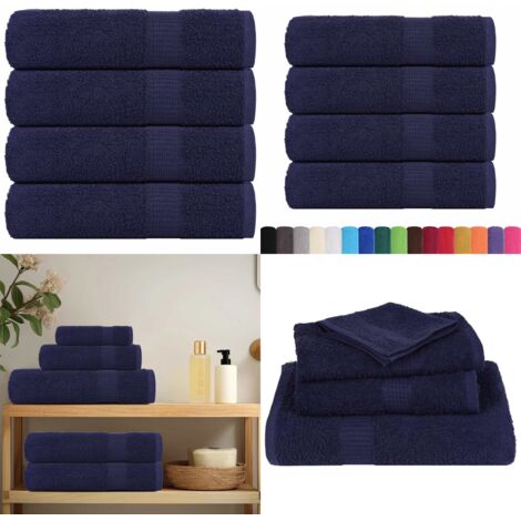 Toallas de ducha FROGN 4 uds azul marino 70x140 cm 360 g/m² - Toalla de ducha - Toalla de algodón