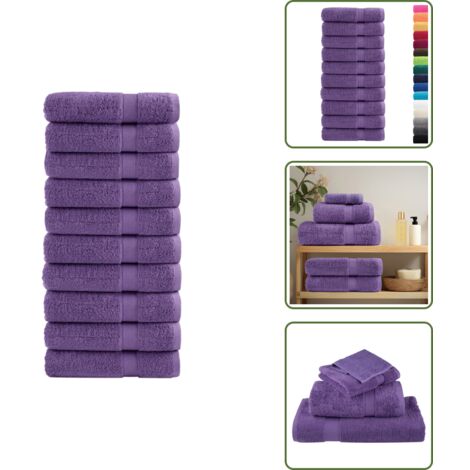 Toallas de ducha moradas - vidaXL Toallas de ducha SOLUND 10 unidades morado 70x140 cm 600 gsm - Toallas absorbentes