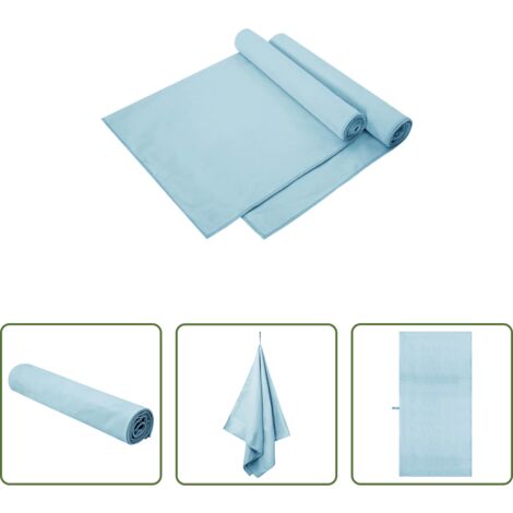 Toallas de ejercicio -  Toallas Deportivas 2 pcs Azul 140 x 70 cm Poliéster y Poliamida