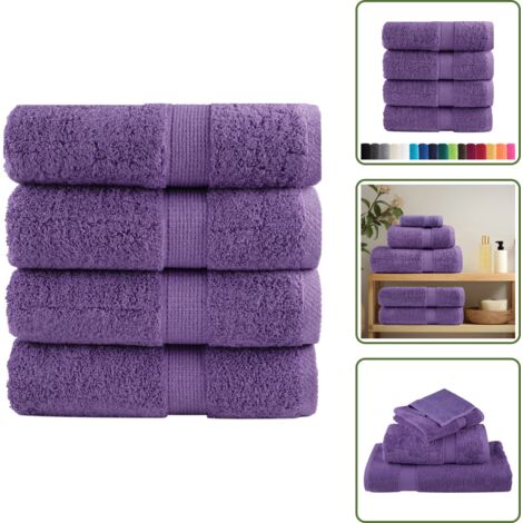 Toallas de entrenamiento - vidaXL Toallas de invitados SOLUND 4 uds morado 30x50 cm 600 gsm - Toallas faciales