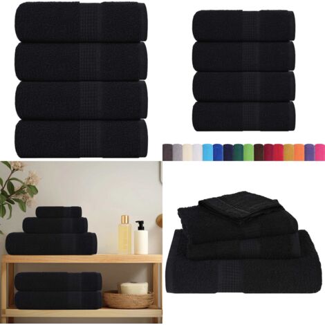 Toallas de invitados FROGN 4 uds negro 30x50 cm 360 g/m² - Toalla de baño - Toalla facial