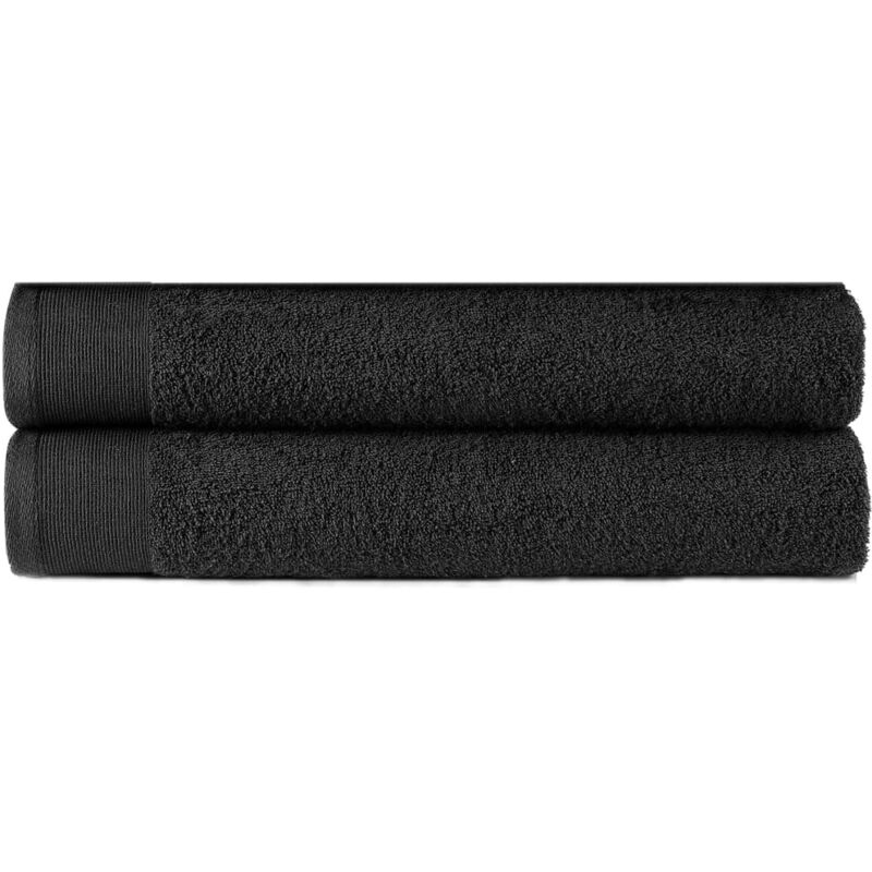 

Toallas de mano 2 uds algodon negro 450 g/m2 50x100 cm