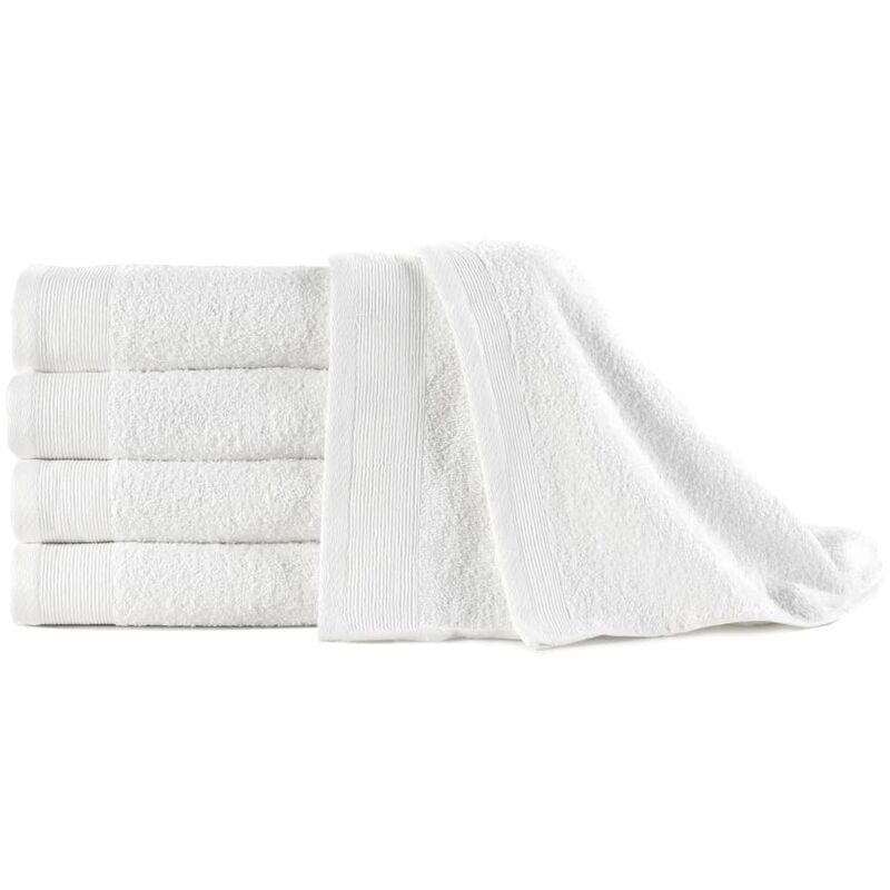 

Toallas de mano 5 uds algodon blanco 450 g/m² 50x100 cm