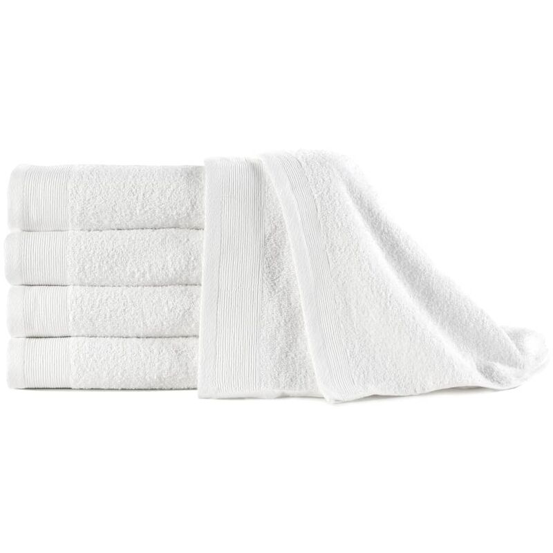 

vidaXL Toallas de Ducha Algodón 450 g/m² 5 Unidades Blanco 50x100cm - Blanco