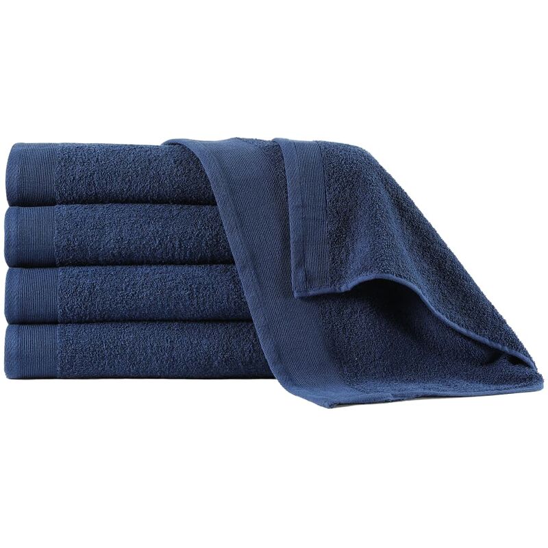 

vidaXL Toallas de Ducha Algodón 450 g/m² 5 Unidades Azul Marino 70x140cm - Azul