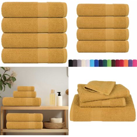 Toallas de mano FROGN 4 uds oro 50x100 cm 360 g/m² - Toalla de baño - Toalla de algodón