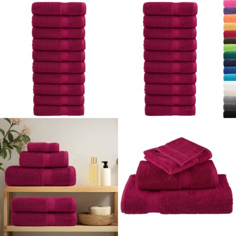 Toallas de mano SOLUND 10 uds burdeos 50x100 cm 600 gsm - Toallas de baño - Algodón 100%