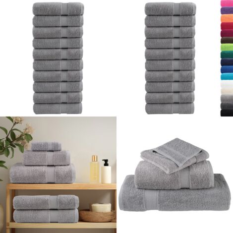 Toallas de mano SOLUND 10 uds gris 50x100 cm 600 gsm - Toallas de baño - Algodón 100%