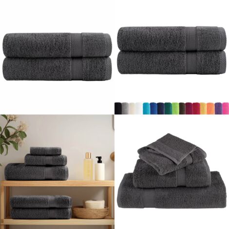 Toallas de mano SOLUND 2 uds antracita 50x100 cm 600 gsm - Toallas de baño - Algodón 100%