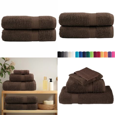 Toallas de mano SOLUND 2 uds marrón 50x100 cm 600 gsm - Toallas de baño - Algodón
