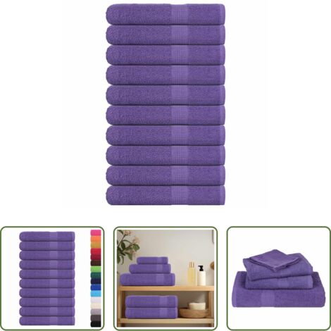 Toallas de playa -  Toallas FROGN 10 uds morado 100x200 cm 360 g/m²