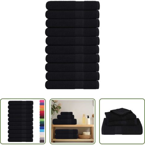 Toallas de playa -  Toallas FROGN 10 uds negro 100x200 cm 360 g/m²