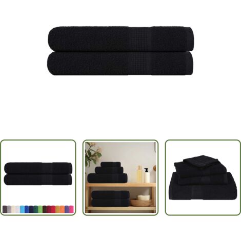 Toallas de playa -  Toallas FROGN 2 uds negro 100x200 cm 360 g/m²