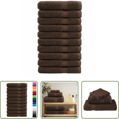 Toallas de playa -  Toallas premium SOLUND 10 uds marrón 100x200 cm 600 gsm