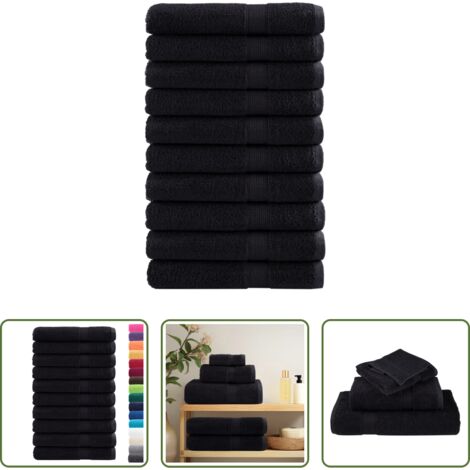 Toallas de playa -  Toallas premium SOLUND 10 unidades negro 100x200 cm 600 gsm