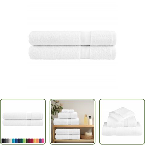 Toallas de playa -  Toallas premium SOLUND 2 uds blanco 100x200 cm 600 gsm
