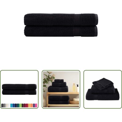 Toallas de playa -  Toallas premium SOLUND 2 unidades negro 100x200 cm 600 gsm