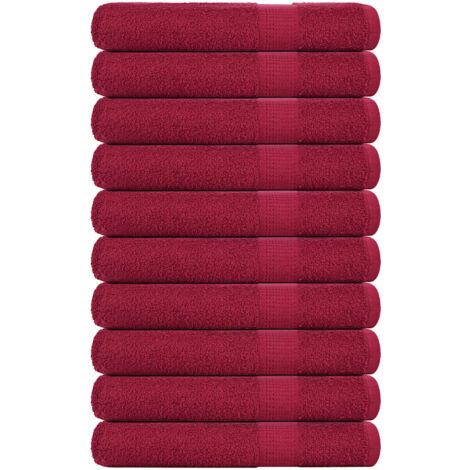 Toallas de sauna 10 uds 100% algodón burdeos 80x200 cm 360 gsm